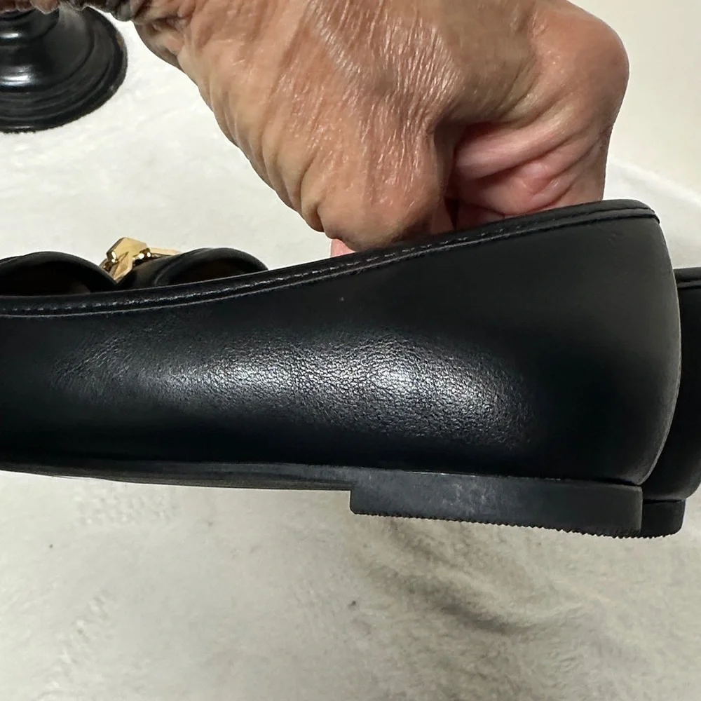 Report Black Loafers with Gold Chain Detail